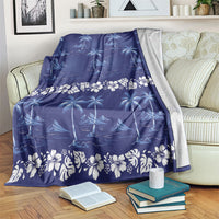 Blue Hawaii Palm Tree Hibiscus Blanket Fantasy Summer Vibe LT01 Blue - Polynesian Pride