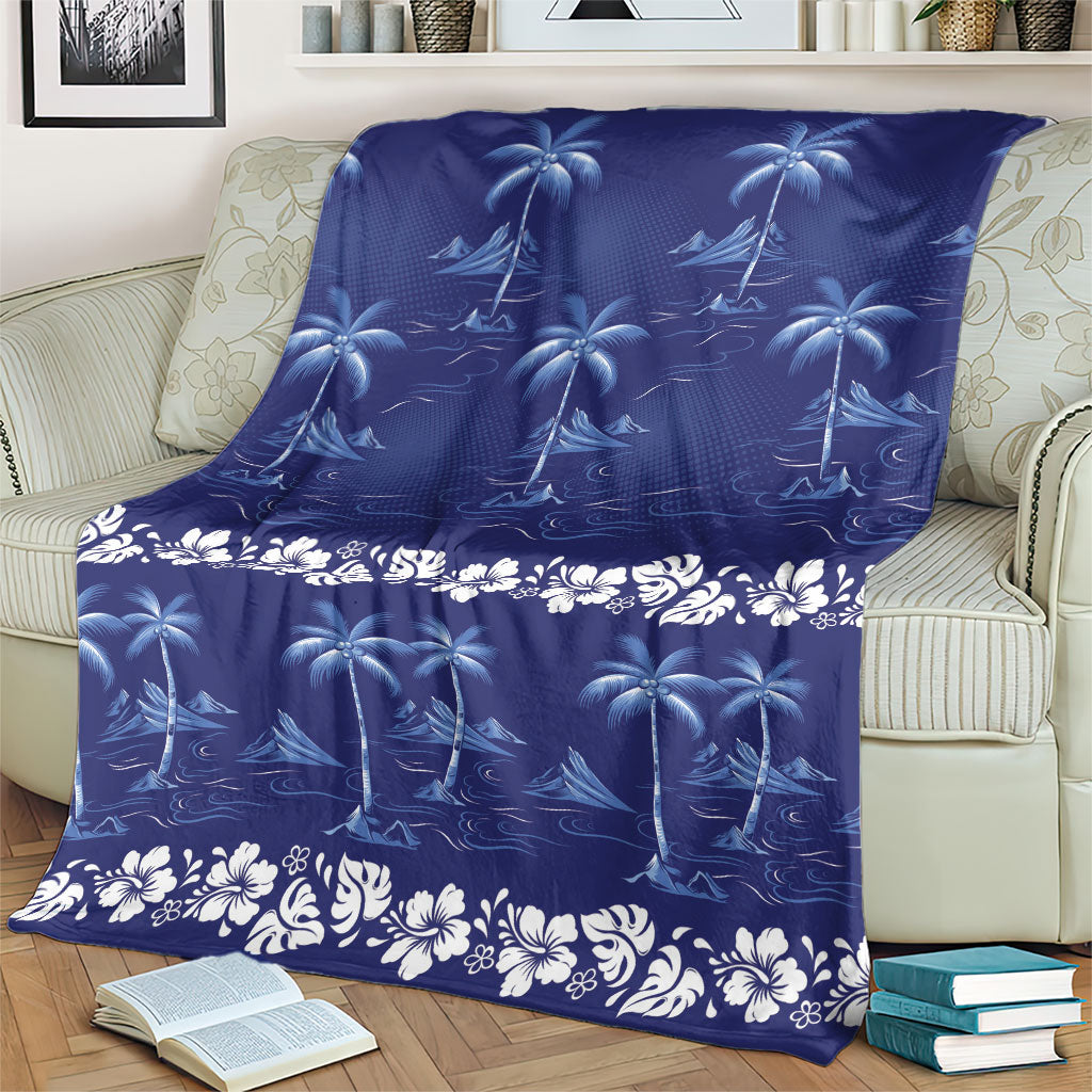 Blue Hawaii Palm Tree Hibiscus Blanket Fantasy Summer Vibe LT01 - Polynesian Pride