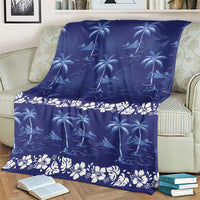 Blue Hawaii Palm Tree Hibiscus Blanket Fantasy Summer Vibe LT01 - Polynesian Pride