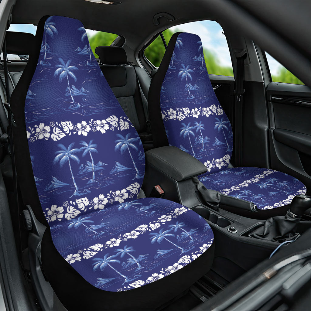 Blue Hawaii Palm Tree Hibiscus Car Seat Cover Fantasy Summer Vibe