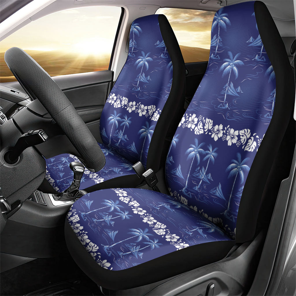 Blue Hawaii Palm Tree Hibiscus Car Seat Cover Fantasy Summer Vibe