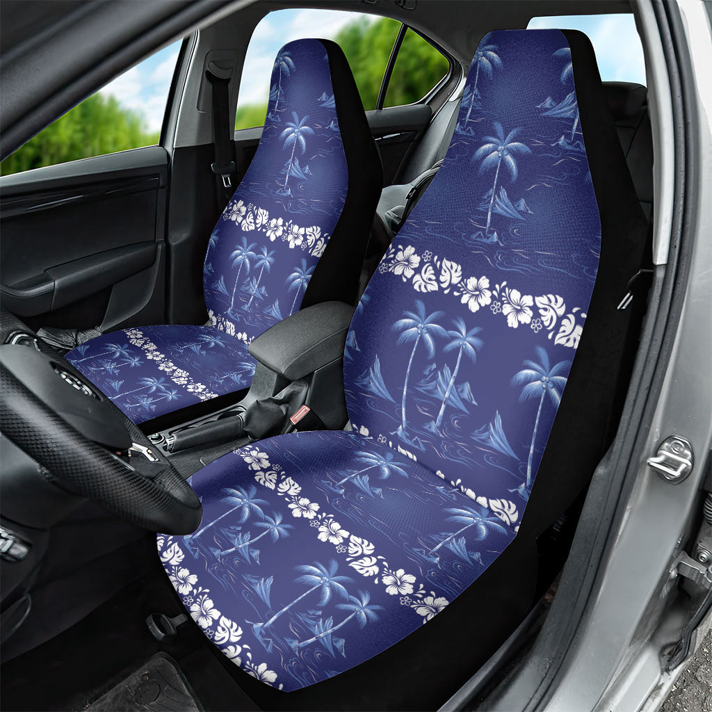Blue Hawaii Palm Tree Hibiscus Car Seat Cover Fantasy Summer Vibe