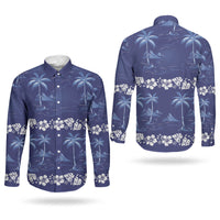 Blue Hawaii Palm Tree Hibiscus Couples Matching Tank Maxi Dress and Long Sleeve Button Shirt Fantasy Summer Vibe