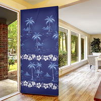 Blue Hawaii Palm Tree Hibiscus Door Cover Fantasy Summer Vibe LT01 - Polynesian Pride