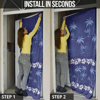 Blue Hawaii Palm Tree Hibiscus Door Cover Fantasy Summer Vibe LT01 - Polynesian Pride