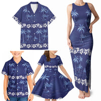 Blue Hawaii Palm Tree Hibiscus Family Matching Tank Maxi Dress and Hawaiian Shirt Fantasy Summer Vibe LT01 - Polynesian Pride