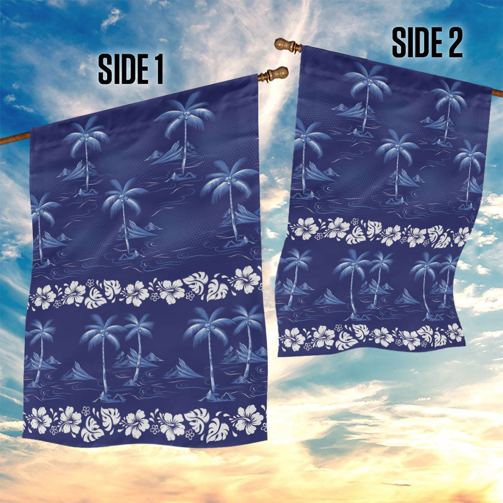 Blue Hawaii Palm Tree Hibiscus Garden Flag Fantasy Summer Vibe LT01 - Polynesian Pride