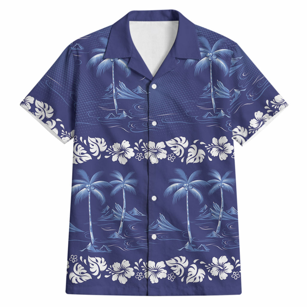 Blue Hawaii Palm Tree Hibiscus Hawaiian Shirt Fantasy Summer Vibe LT01 Blue - Polynesian Pride