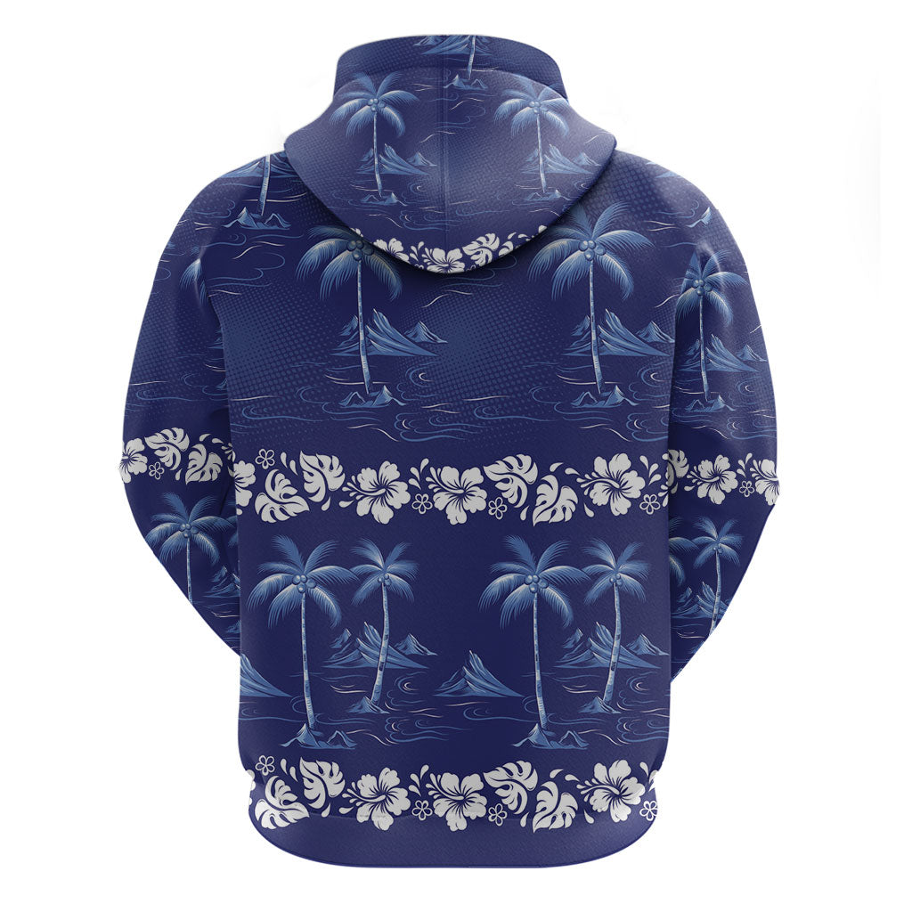 Blue Hawaii Palm Tree Hibiscus Hoodie Fantasy Summer Vibe LT01 - Polynesian Pride