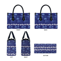 Blue Hawaii Palm Tree Hibiscus Leather Bag Fantasy Summer Vibe LT01 - Polynesian Pride