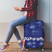 Blue Hawaii Palm Tree Hibiscus Luggage Cover Fantasy Summer Vibe
