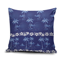 Blue Hawaii Palm Tree Hibiscus Pillow Cover Fantasy Summer Vibe LT01 Blue - Polynesian Pride