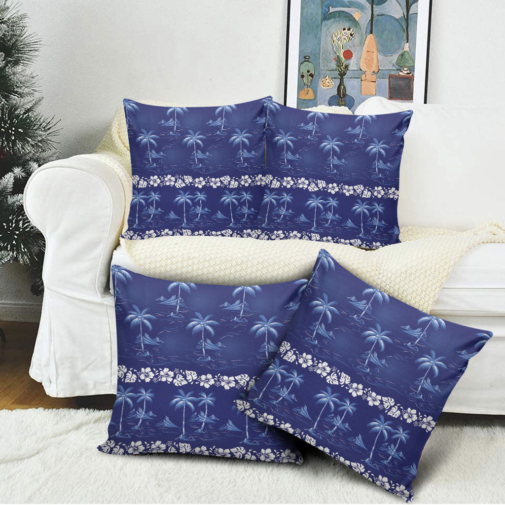 Blue Hawaii Palm Tree Hibiscus Pillow Cover Fantasy Summer Vibe LT01 - Polynesian Pride