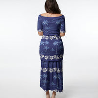 Blue Hawaii Palm Tree Hibiscus Puletasi Fantasy Summer Vibe LT01 - Polynesian Pride