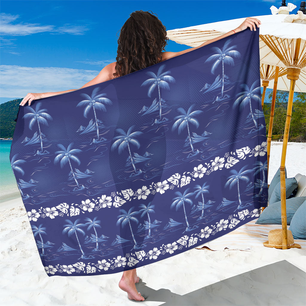 Blue Hawaii Palm Tree Hibiscus Sarong Fantasy Summer Vibe LT01 One Size 44 x 66 inches Blue - Polynesian Pride