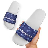 Blue Hawaii Palm Tree Hibiscus Slide Sandals Fantasy Summer Vibe LT01 - Polynesian Pride