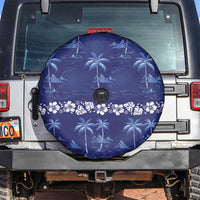 Blue Hawaii Palm Tree Hibiscus Spare Tire Cover Fantasy Summer Vibe