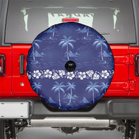 Blue Hawaii Palm Tree Hibiscus Spare Tire Cover Fantasy Summer Vibe