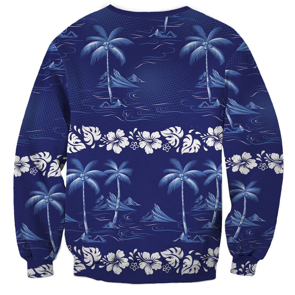 Blue Hawaii Palm Tree Hibiscus Sweatshirt Fantasy Summer Vibe LT01 - Polynesian Pride