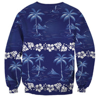 Blue Hawaii Palm Tree Hibiscus Sweatshirt Fantasy Summer Vibe LT01 - Polynesian Pride