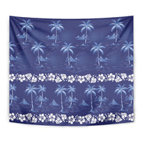 Blue Hawaii Palm Tree Hibiscus Tapestry Fantasy Summer Vibe