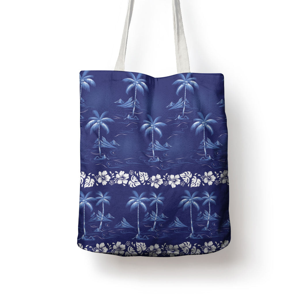 Blue Hawaii Palm Tree Hibiscus Tote Bag Fantasy Summer Vibe LT01 - Polynesian Pride