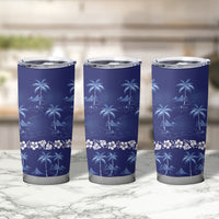 Blue Hawaii Palm Tree Hibiscus Tumbler Cup Fantasy Summer Vibe LT01 - Polynesian Pride