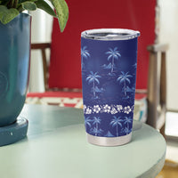 Blue Hawaii Palm Tree Hibiscus Tumbler Cup Fantasy Summer Vibe LT01 - Polynesian Pride