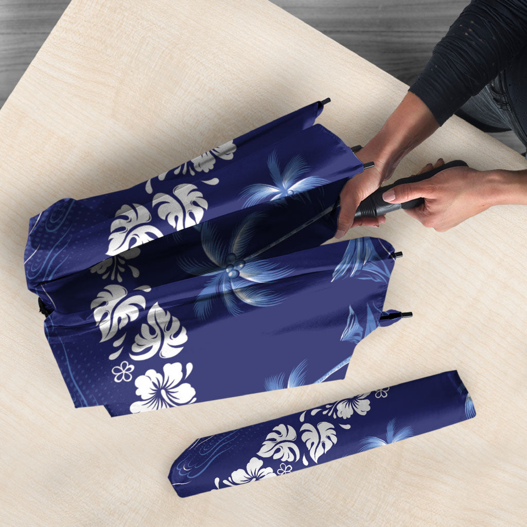 Blue Hawaii Palm Tree Hibiscus Umbrella Fantasy Summer Vibe