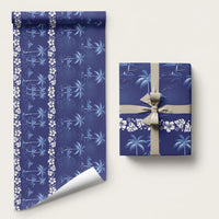 Blue Hawaii Palm Tree Hibiscus Wrapping Paper Fantasy Summer Vibe