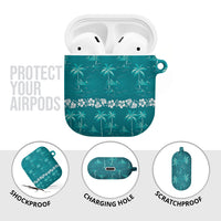Cyan Hawaii Palm Tree Hibiscus AirPods Case Fantasy Summer Vibe LT01 - Polynesian Pride