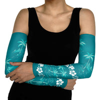 Cyan Hawaii Palm Tree Hibiscus Arm Sleeves Fantasy Summer Vibe LT01 - Polynesian Pride