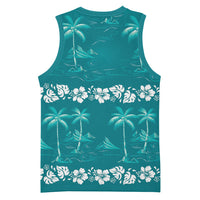 Cyan Hawaii Palm Tree Hibiscus Basketball Jersey Fantasy Summer Vibe LT01 - Polynesian Pride