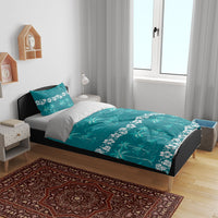 Cyan Hawaii Palm Tree Hibiscus Bedding Set Fantasy Summer Vibe LT01 - Polynesian Pride