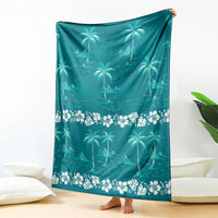 Cyan Hawaii Palm Tree Hibiscus Blanket Fantasy Summer Vibe LT01 - Polynesian Pride