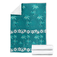 Cyan Hawaii Palm Tree Hibiscus Blanket Fantasy Summer Vibe LT01 - Polynesian Pride
