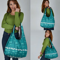 Cyan Hawaii Palm Tree Hibiscus Grocery Bag Fantasy Summer Vibe LT01 - Polynesian Pride