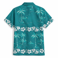 Cyan Hawaii Palm Tree Hibiscus Hawaiian Shirt Fantasy Summer Vibe LT01 - Polynesian Pride