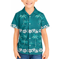 Cyan Hawaii Palm Tree Hibiscus Hawaiian Shirt Fantasy Summer Vibe LT01 - Polynesian Pride