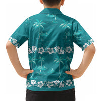 Cyan Hawaii Palm Tree Hibiscus Hawaiian Shirt Fantasy Summer Vibe LT01 - Polynesian Pride