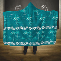 Cyan Hawaii Palm Tree Hibiscus Hooded Blanket Fantasy Summer Vibe LT01 - Polynesian Pride