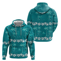 Cyan Hawaii Palm Tree Hibiscus Hoodie Fantasy Summer Vibe LT01 - Polynesian Pride