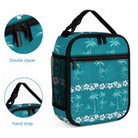 Cyan Hawaii Palm Tree Hibiscus Lunch Bag Fantasy Summer Vibe LT01 - Polynesian Pride