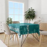 Cyan Hawaii Palm Tree Hibiscus Tablecloth Fantasy Summer Vibe
