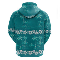 Cyan Hawaii Palm Tree Hibiscus Zip Hoodie Fantasy Summer Vibe LT01 - Polynesian Pride