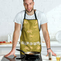 Yellow Hawaii Palm Tree Hibiscus Apron Fantasy Summer Vibe
