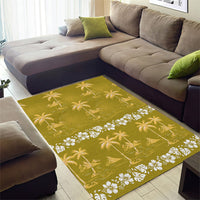 Yellow Hawaii Palm Tree Hibiscus Area Rug Fantasy Summer Vibe LT01 - Polynesian Pride