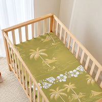Yellow Hawaii Palm Tree Hibiscus Baby Bed Cover Fantasy Summer Vibe LT01 - Polynesian Pride