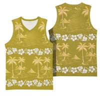 Yellow Hawaii Palm Tree Hibiscus Basketball Jersey Fantasy Summer Vibe LT01 - Polynesian Pride