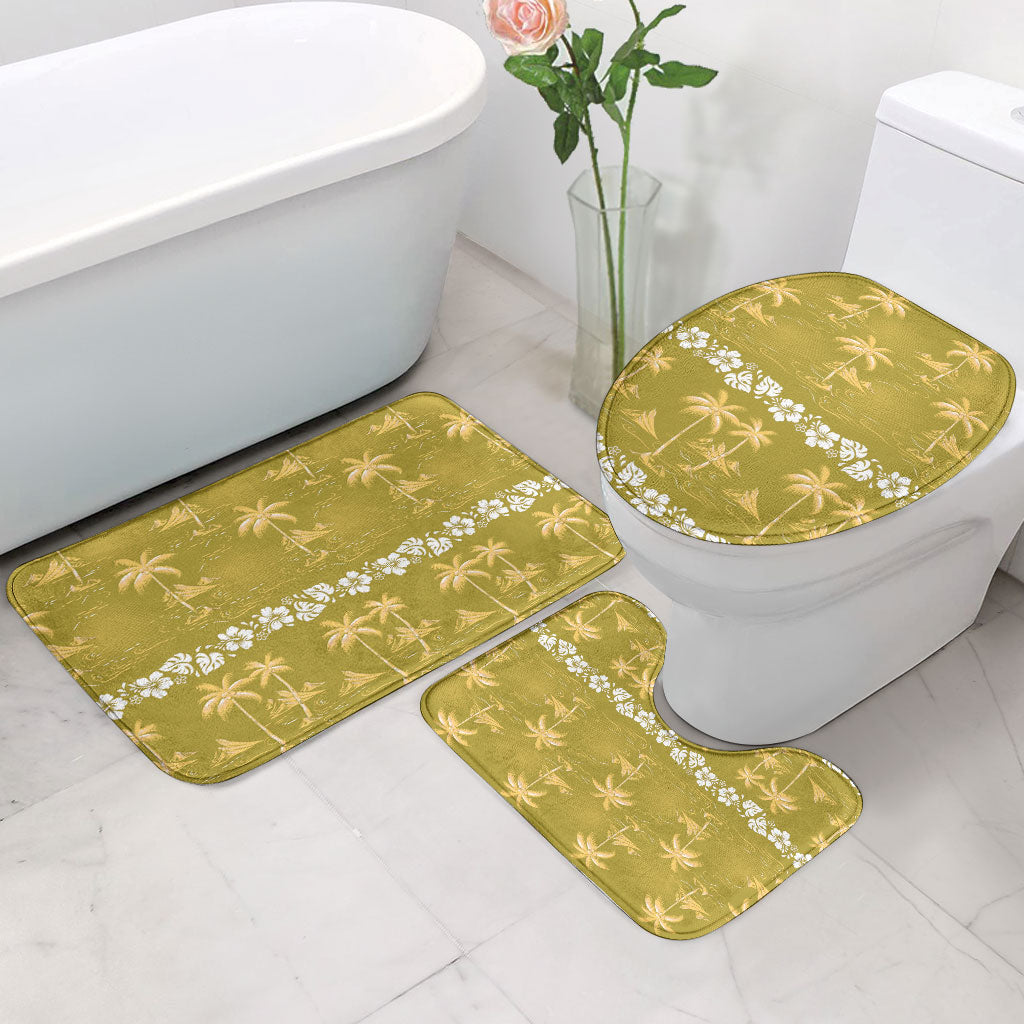 Yellow Hawaii Palm Tree Hibiscus Bathroom Set Fantasy Summer Vibe